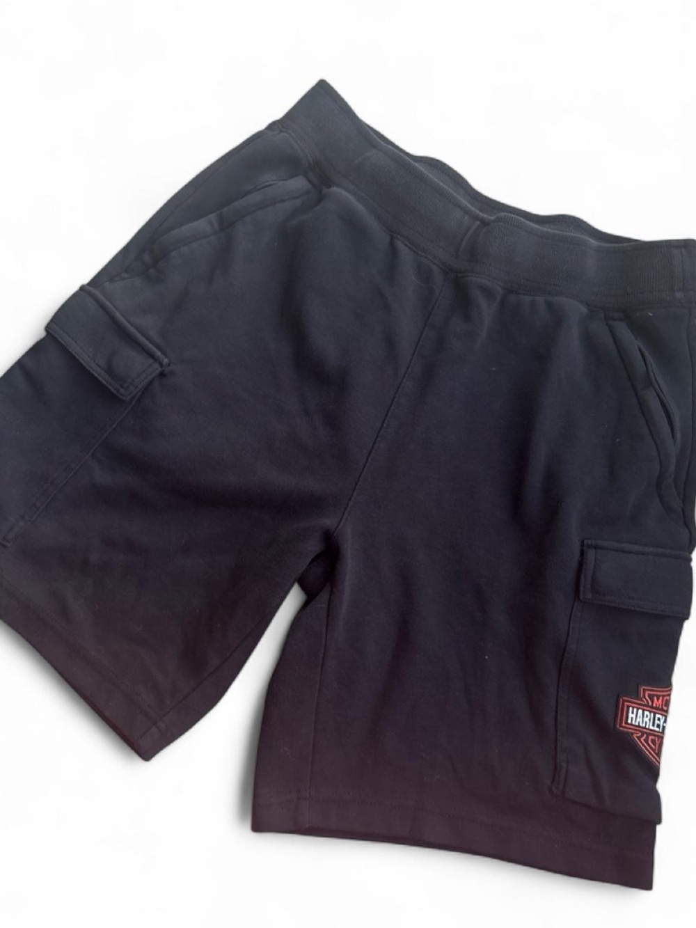 Harley-Davidson Black Cargo Knit Shorts with Patch